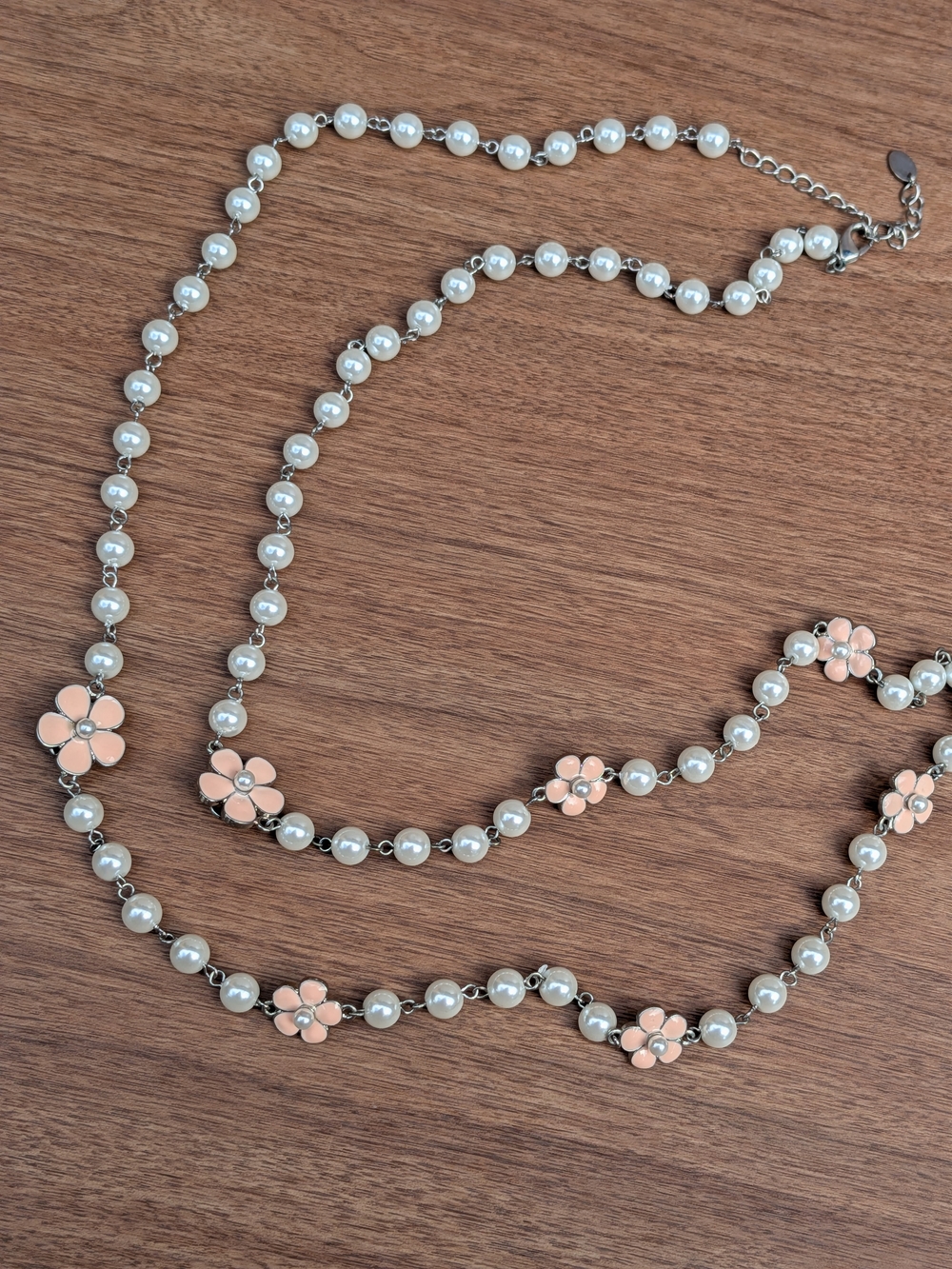 Coquette Faux Pearl Flower Necklace Lia Sophia Long Pink 42–45”